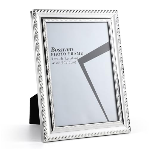 Tutee Bilderrahmen Silber 10 x 15cm Geeignet für Fotos und Zertifikate Elegant Gestell Aus Silber Metall Tischplatte Samtrücken Fotorahmen