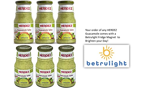 BETRULIGHT – Guacamole Salsa, Mild Keto Friendly Herdez Guacamole Salsa Value Pack | 23.6 Ounce Jar |+ Betrulight Fridge Magnet (Pack of 2)