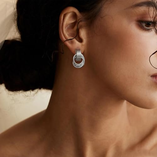Image of SHERLOVE Chunky Knot Gold Earrings Women Statement Drop Dangle Earrings | 14K Gold Plated Hypoallergenic Lightweight,Trendy Dainty Elegant Cute,Women Gold Jewelry Fashion Accessories Gifts