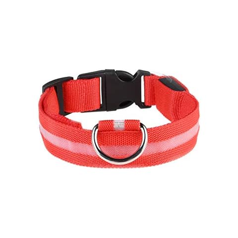 Newrong Adjustable Nylon LED Light Breast Collar for Dogs (2 cm x 41 cm) Red Cover