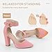 IDIFU Women's IN4 Pedazo High Block Heels Pumps Pointed Closed Toe Ankle Strap Dress Wedding Shoes(Pink Suede, 7.5 M US)