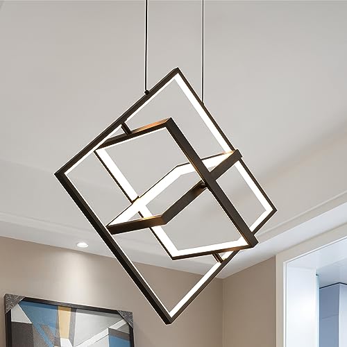 Fang Yan Mei Modern LED Black Square Chandelier Geometric Chandeliers