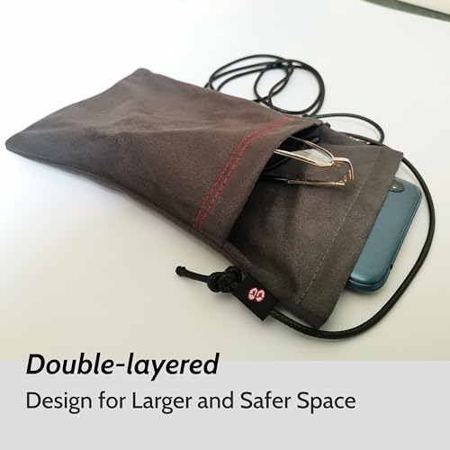 Image of Large Double Microfiber Suede Pouch, Soft Squeeze Top Eyeglasses /Sunglasses Phone Pouch Cases(1)
