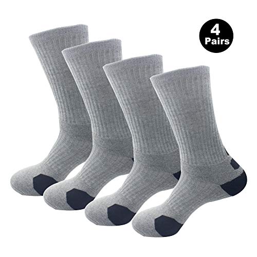 GLOYY 4 Pairs Men's Breathable Cushion Crew Socks Outdoor Recreation Multi Performance Trekking Climbing Camping Hiking Walking Socks