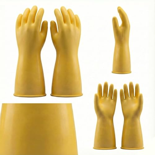 Image of 11 KV Electrical Insulated Safety Gloves - 11000V Tested High Voltage Shock Proof Seamless Latex Rubber Hand Protection for Electricians & Industrial Use (Pack of 1 Pair)
