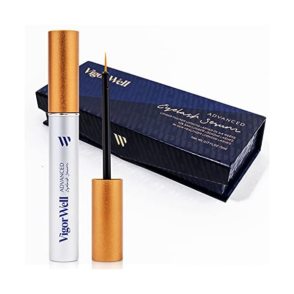 VigorWell Eyelash Growth Serum for Longer Thicker Lashes & Brows, Irritation Free Formula (5mL)