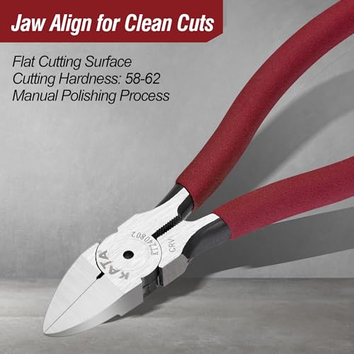 Image of KATA 6 Inch Wire Cutters, Flush Cutter Plier for Crafting and Electronics | Clean cut side cutters for zip ties, floral wire, jewelry making, plastic sprue, 3D prints and small repair DIY projects