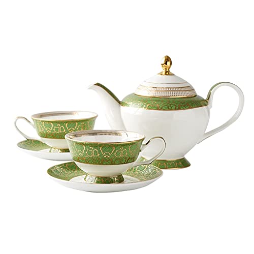 SGSG Juego de platillos y Tazas de café de cerámica Verde, Juego de té de la Tarde Europeo, Tazas de Tetera Hechas a…