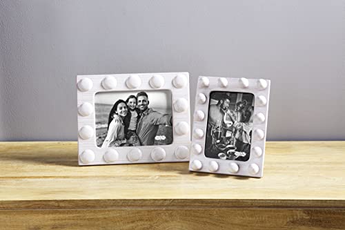 Mud Pie Beaded Terracotta Frames, Small, 4" X 6" White #TOP2