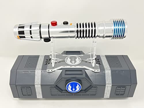 Galaxys Edge Star Wars Darth Plo Koon Legacy Lightsaber Hilt Bundle with Custom Engraved Stand Blue
