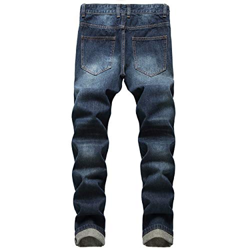 Men's Slim-fit Stretch Denim Jeans Featuring a Ripped Stretch Regular Pants. Suitable for Fashion outings, Business Negotiations, Holiday Parties, and Outdoor Trips. Easy to Match with Various Tops.2