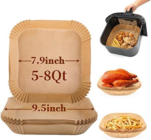 Rectangle Air Fryer Liners8.6*5.5inAir Fryer Disposable Paper Liners for Ninja AF300UK AF400UK, Salter and Other Dual Zone Air Fryer ,Oil and Water Resistant on Both Sides, for Air Fryer, 100Pcs