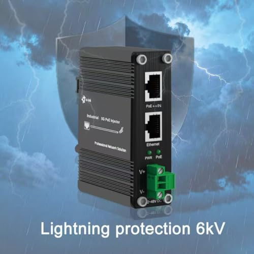 PoE Splitter 12V 802.3bt Compatible Puerto Gigabit, Adaptador Industrial 10/100/1000Mbps IEEE802.3bt Power Over Ethernet con Salida 12V para Cámara de Vigilancia CCTV/Teléfono VoIP miniatura 5