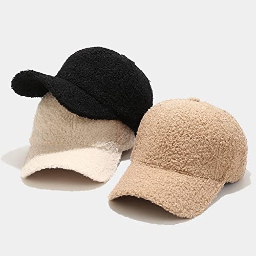 Avilego Winter Baseball Cap For Women Lamb Wool Solid Color Warm Baseball Cap For Outdoor Travel #TOP6