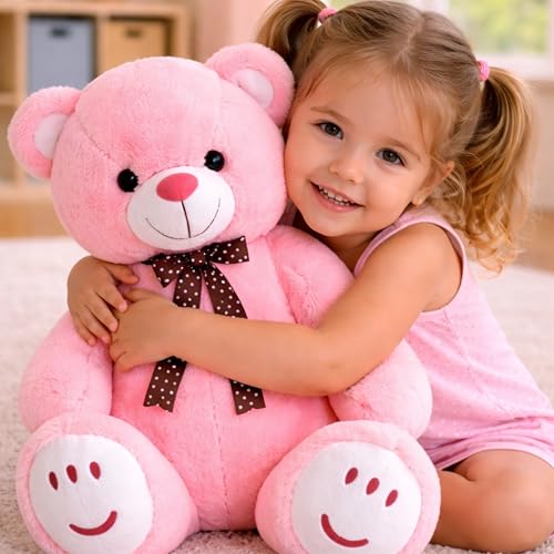 Image of ZEXSAZONE Toy Cute Smiile Soft Teddy Colored Huggable Bear | 32 cm | Plushie Soft Toys for Kids | Plush Soft Toys for Baby Boys and Girls Kids - Teddy | Best Valentine Gift (Pink)