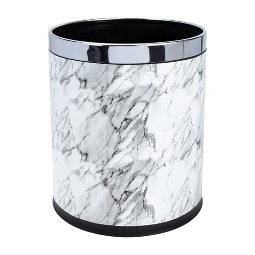 Poubelle sous comptoir ronde BETOOKY en plastique blanc marbré lavable