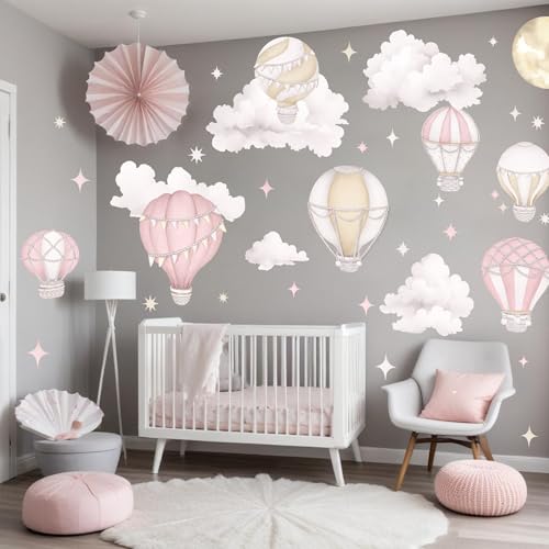 Vinilos Decorativos con Globos Aerostáticos Rosados 36"x36" miniatura 4