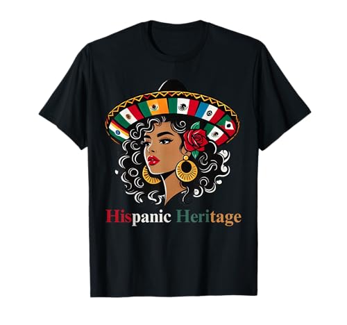 Hispanic Heritage Month Women Latino All Countries Flags Hat Camiseta