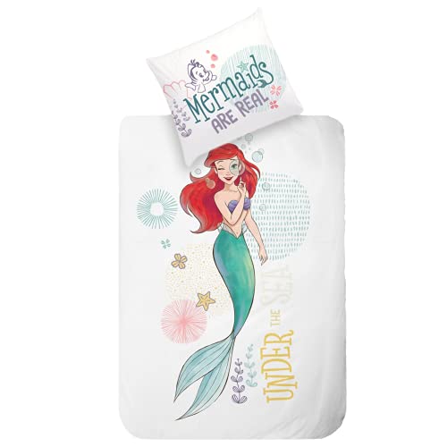 Disney Ariel La Petite Sirène Parure de lit pour Fille 135x200 + 80x80 cm - 100% Coton Cover