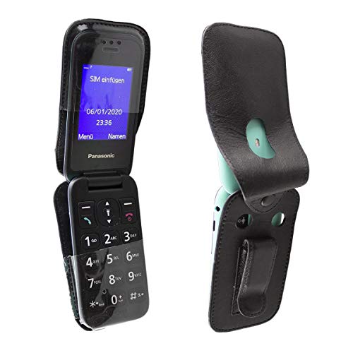 caseroxx Leather-Case with belt clip compatible with Panasonic KX-TU400EXC made from genuine leather