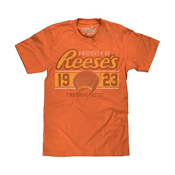 Tee-Luv-Reeses-Peanut-Butter-Cup-T-Shirt-Retro-Reeses-Candy-Logo-Shirt Tee Luv Reese's Peanut Butter Cup T-Shirt - Retro Reeses Candy Logo Shirt (Orange Heather) (M)
