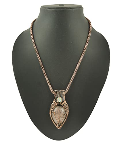 Stunning Copper Tree of Life Pendant Necklace with Handmade Gemstones and 20" Chain - Perfect for Boho Lovers4