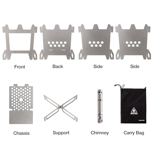 Wood Burning Camping Rocket Stove, Portable Backpacking Stainless Steel Wood Stove, with efficient-burning chimney, Camping Gear Accessory for Survival Outdoor Hiking Travel Picnic BBQ - Image 3