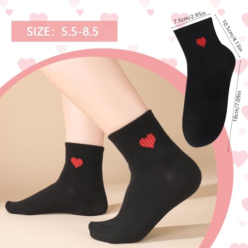 Image of Jspupifip Women's Cute Ankle Crew Socks, 5 /6 Pairs Novelty Fun Heart Casual Calf Sock, Cotton Athletic Running Socks 5.5-8.5