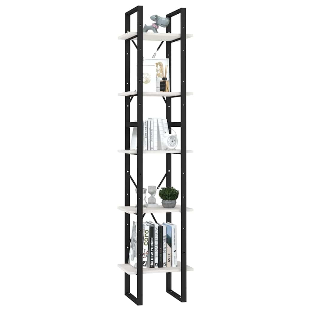 Libreria a 5 scomparti, bianco, 40 x 30 x 175 cm, in legno