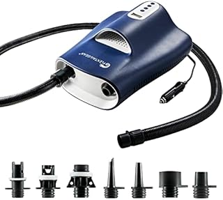 FLEXTAILGEAR Electric Sup Pump with 7 Nozzles, 20PSI Digital Paddleboard Pump with LCD Display, 110W/12V Inflation & Deflation for Air Mattress, Yoga Ball, Kayak, Tent