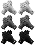 UTZTG 6 Pairs Winter Gloves Thermal Stretchable Knit Gloves Upgraded Touch Screen Warm Gloves for Men Women