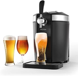 Petra PT4919 Chilled Beer Dispenser Tap, Freestanding Draught Pump with Integrated Cooling System, 3°C - 6°C, Party Beer Dispenser, Compatible with Any Non/Pre-Carbonated 5L Kegs, Ideal for Mini Bars