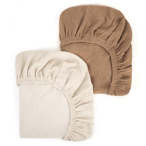 Peepeemax Musselin-Baumwolle Spannbettlaken 80x40cm, Kinderwagen...