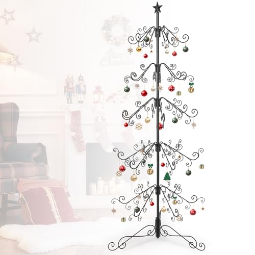 6 Ft Metal Christmas Tree Ornament Display, 6-Tier Ornament Display