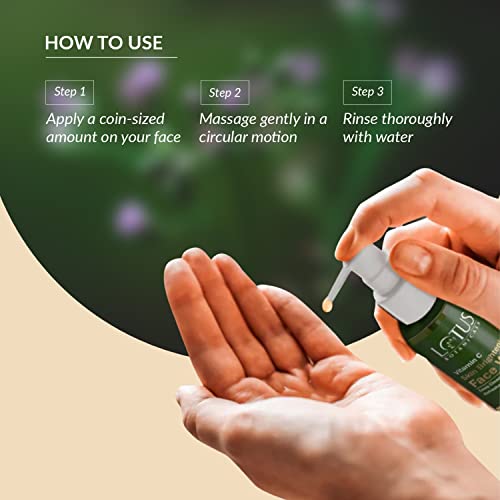 Lotus Botanicals Vitamin C Skin Brightening Face Wash | 100x Vitamin C | Brightens & Deep Cleanses Skin | Removes Dirt and Impurities | Refreshes Skin | Fades Dark Spots | No Toxic Chemicals | For Women and Men| 180ml