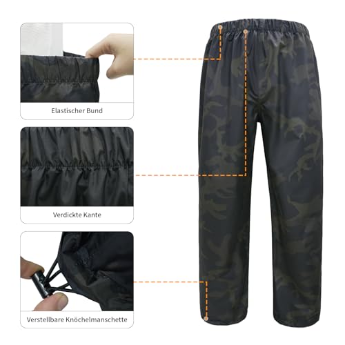 LOOGU Camo Regenanzug – Regenausrüstung für Herren, wasserdicht, leichter Regenmantel, atmungsaktive Herren-Regenjacken, Kapuze