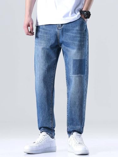 Image of KOTTY Men's Straight Leg Cargo Jeans - Retro Street Style Denim with Utility Pockets