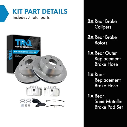 Image of TRQ Brake Pad & Rotor Kit Semi-Metallic Compatible with 02-06 Cadillac 00-06 Chevrolet GMC
