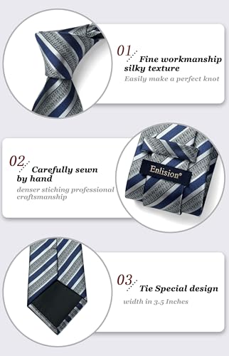 Image of Enlision Ties for Men Solid Color 3.35 inch Formal Business Necktie Classic Satin Mens Wedding Party Ties