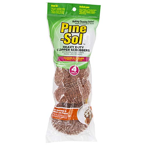 Pine-Sol Heavy-Duty Copper Scrubbers | Premium Scrub Sponges for Cast Iron, Stainless Steel, Oven Racks, Grills, 8 Pack