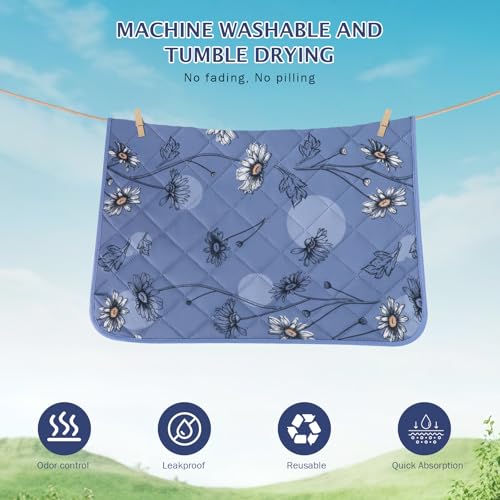 Image of IEUUMLER Washable Pee Pads for Dogs, 2 Pack Non-Slip & Waterproof Pack Whelping Pad, Reusable Washable Puppy Potty Training Pad with Fast Absorbent for Playpen EU007 (Gray Blue Daisy, 30 inchX20 inch-2pcs)