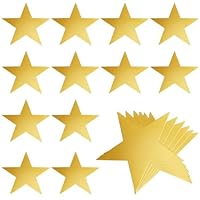 GORGECRAFT 60 Stück Goldene Sternausschnitte 15cm Doppelt Bedrucktes Papier Karton Fünf Sterne Konfetti Dekorationen Glitzerausschnitt Mit Aufkleber Für DIY Bastelarbeiten Pinnwand Klassenzimmerwand