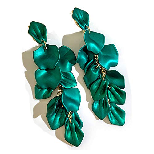 Image of Acrylic Rose Petal Drop Dangle Earrings Bohemian Resin Square /Oval /Hoop /Flower /Heart Statement Earrings for Women Gifts