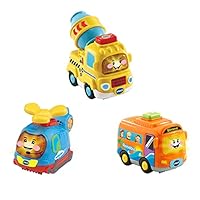 VTech 80-242184 TUT Baby Flitzer-3er-Set Reisebus, Helikopter, Betonmischer Spielfahrzeug, Mehrfarbig