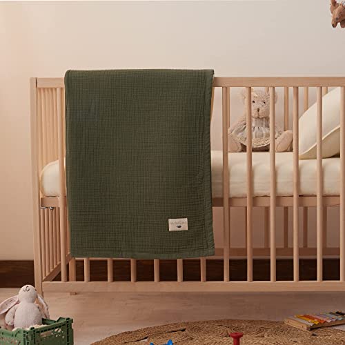 Migaloo Muslin Blankets, Baby Toddler Quilt, 4 Layers, 100 Cotton Stroller Blanket, Hypoallergenic, Super-Soft, Breathable And Lightweight Swaddle, Nursery & Crib Blanket,Large (47 X 35 Inch), Khaki #TOP5