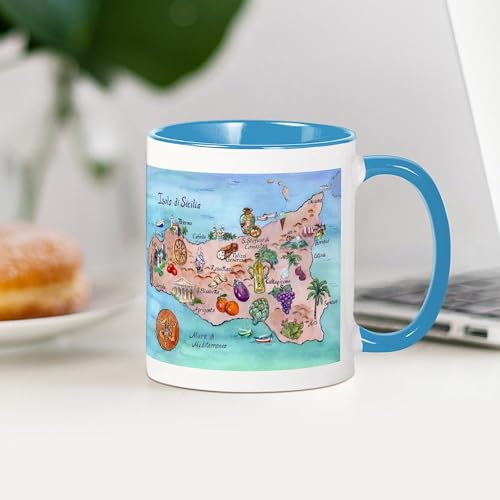 Taza de cerámica 11 oz con diseño Map of Sicily miniatura 3