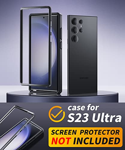 Tongate Compatible With Samsung Galaxy S23 Ultra Case With Sliding Camera Cover, [With Front Frame] Dual Layer Military Grade Protection Belt-Clip & Kickstand Phone Case For Galaxy S23 Ultra, Black #TOP1