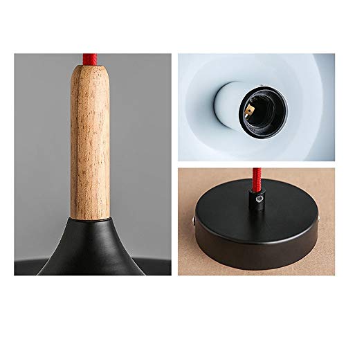 Plafonnier table à manger minimaliste E27 bois suspension noir - 6
