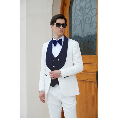 Men's Paisley Jacquard Tuxedo, One Button Shawl Lapel 3 Piece Suit2