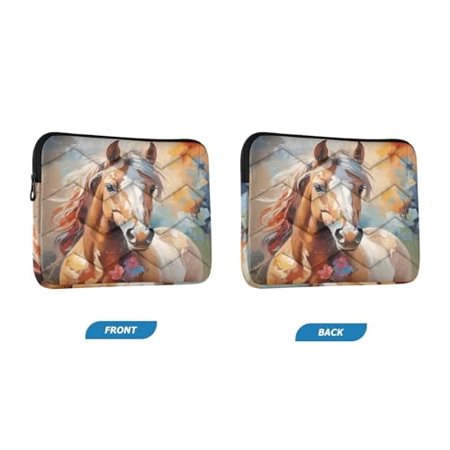 Funda para portátil de 13-14 pulgadas con pintura de caballo miniatura 2
